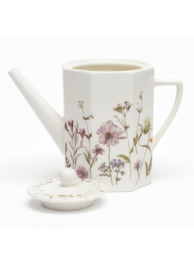 AKDC Luhpar Floral Ceramic Tea Pot – 1100 ml, White Classic Serving Teapot - Image 2